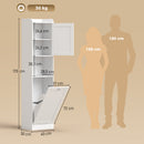 Mobile Bagno Alto 40x30x170 cm con Mobile a Ribalta e Mensole in Pannello Truciolare Bianco      