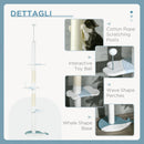 Albero Tiragraffi per Gatti a Soffitto con Palo Regolabile da 225-255 cm in Peluche Bianco  