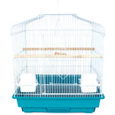 Gabbia Voliera per Uccelli 46,5x35,5x65,5 cm con 2 Mangiatoie in Ferro e Plastica Verde  