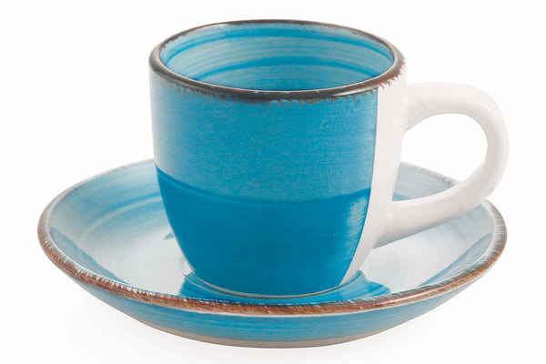 acquista Set de 6 Tasses à Café 90 ml en Grès Turquoise avec Soucoupe VdE Tivoli 1996 Baita Acqua