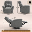 Poltrona Reclinabile Manuale 155° 99x97x102 cm con Poggiapiedi e Girevole 360° in Ciniglia Grigio Chiaro      