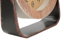 Orologio da Tavolo Round 23,5x7x24 cm in Ferro e Legno 