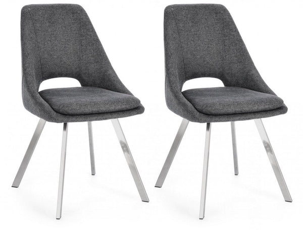 Lot de 2 chaises Kashar 45x49,5x85 cm en tissu gris foncé acquista