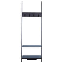 Appendiabiti da Ingresso a 3 Ripiani 4 Ganci in Legno Nero 67x38.5x196 cm 