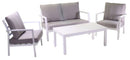 Set Salotto da Giardino in Alluminio Divano 2 Poltrone e Tavolino Boston Bianco