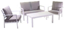 Set Salotto da Giardino in Alluminio Divano 2 Poltrone e Tavolino Boston Bianco