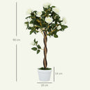 Pianta Finta di Rosa da 21 Fiori con Vaso Ø18x90 cm Riempito in Cemento e Muschio Bianco      