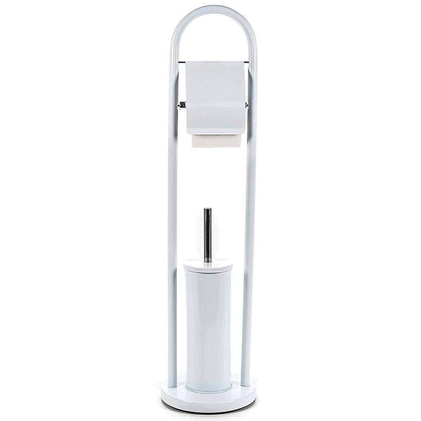online Portarotolo con Portascopino per Bagno in Metallo con Spazzolone 20x80cm Bianco
