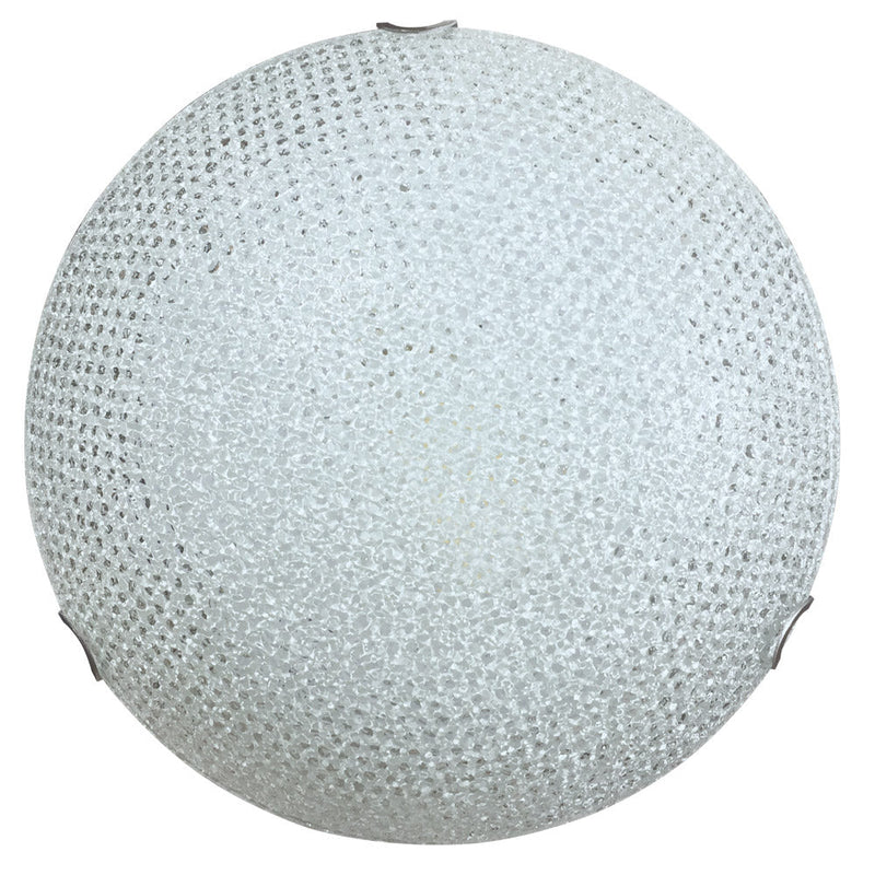 Plafoniera 1xE27 Ganci Cromo Vetro Lastra Diamantino Serigrafato Bianco E-Energy Cassandra