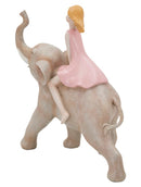 Statuetta Dolly su Elefante 22x10x21 cm in Resina Rosa