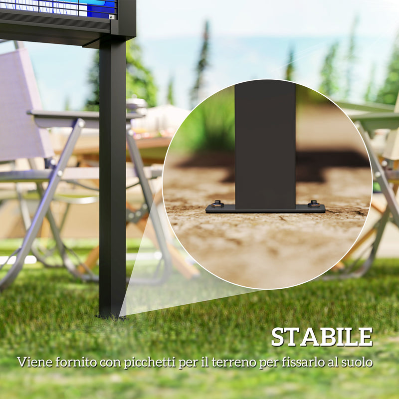 Lampada Antizanzare per Esterno a Energia Solare con 60 LED e Rete di Protezione Nero     