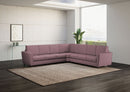 Divano Angolare 7 Posti 288x288x85 cm Yasel in Tessuto Prugna