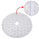 Gonna Copribase per Albero di Natale Ø80 cm in Peluche con Fiocchi di Neve Silver      