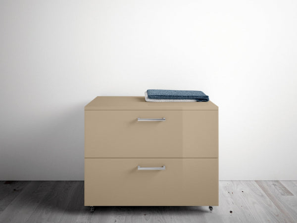 Commode à Roulettes 2 Tiroirs 70x52x57 cm en Bois Samoa TFT Taupe Brillant online