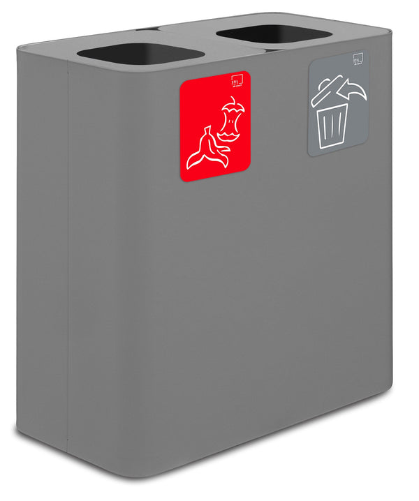 sconto Pattumiera Sistema di Raccolta Rifiuti 77x38xh80 cm In Acciaio Verniciato 2 Scomparti Grigio