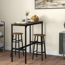 Set Tavolo Alto 105x40x90 cm e 2 Sgabelli da Bar con Poggiapiedi Stile Industriale in MDF e Acciaio Nero e Marrone      
