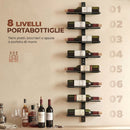 Portabottiglie da Parete 27x10x93,5 cm per 8 Bottiglie di Vino in Acciaio Nero      