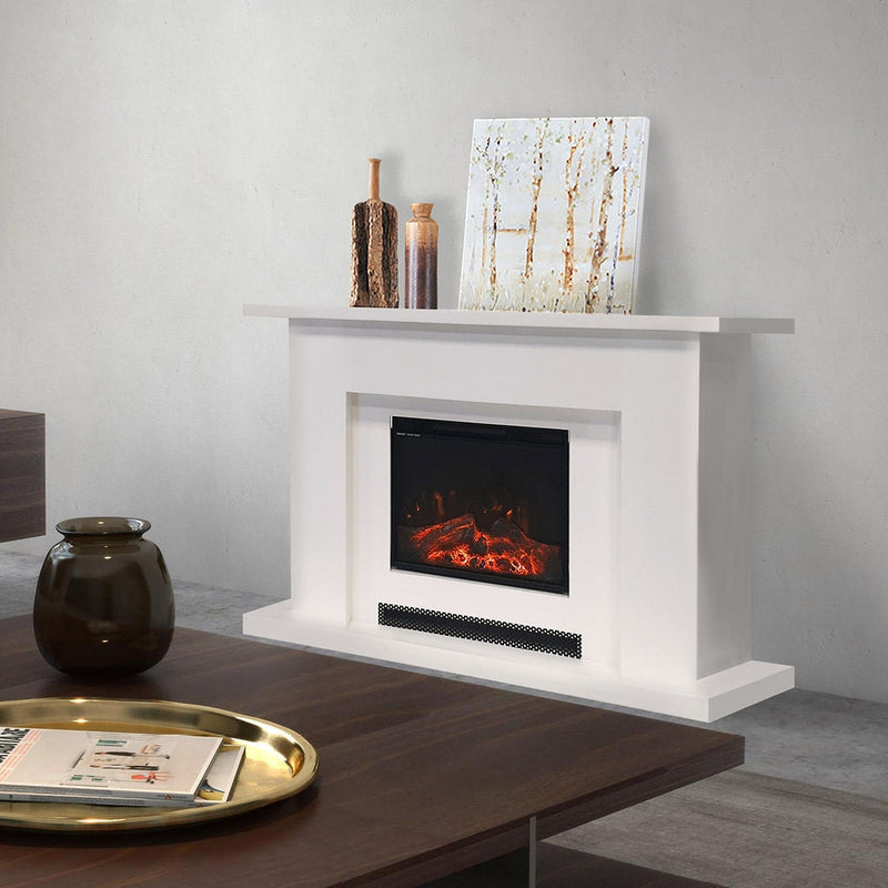 Camino Elettrico da Pavimento Effetto Fiamma 1500W Bianco