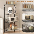 Scaffale Cucina a 4 Livelli in Stile Industriale 60x42x134,5 cm Struttura in Metallo Rovere   