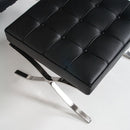 Set Poltrona e Pouf Barcelona in Acciaio Cromato Rivestimento in Similpelle Nero