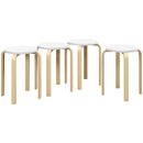 Set 4 Sgabelli Rotondi e Impilabili Ø40x45 cm in Legno Bianco  