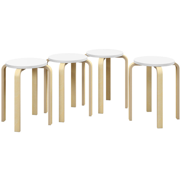 Set 4 Sgabelli Rotondi e Impilabili Ø40x45 cm in Legno Bianco sconto