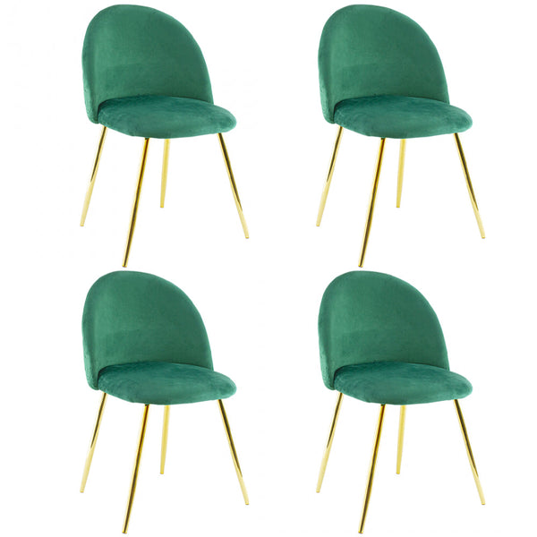 sconto Lot de 4 Chaises 50x45x80 cm en Tissu Velours Pieds Vert Or
