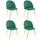Lot de 4 Chaises 50x45x80 cm en Tissu Velours Pieds Vert Or