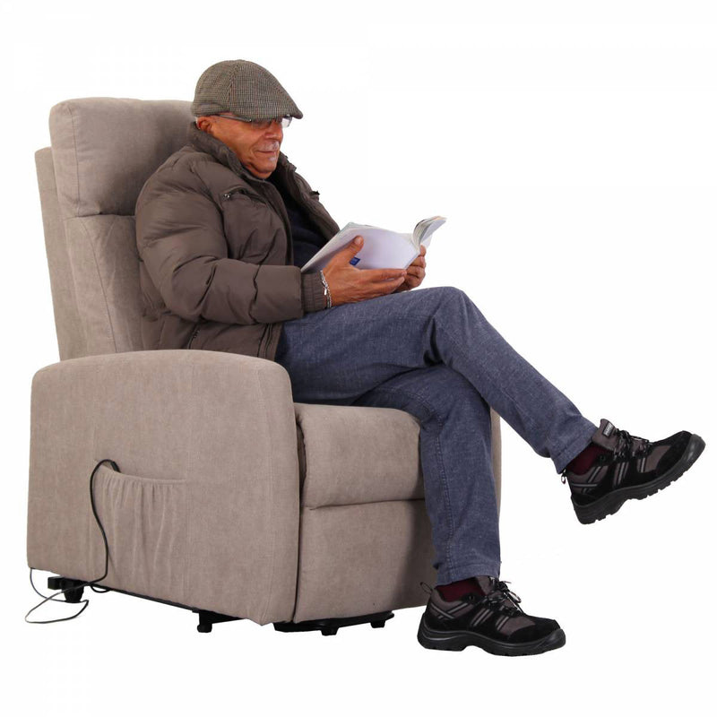 Poltrona Alzapersona Elettrica 1 Motore in Tessuto Grigia