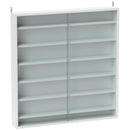 Bacheca Portaoggetti 80x9,5x83 cm a 5 Ripiani Regolabili con Ante in Vetro in Pannello Truciolare Bianco      