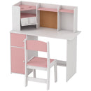 Set Scrivania 90x39x95 cm e Sedia per Bambini 5-12 Anni con Libreria Portapenne e Supporto Regolabile per Tablet in MDF Rosa      