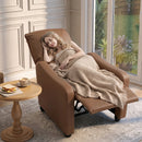 Poltrona Relax Reclinabile Manuale 155° 69x91x100 cm con Poggiapiedi in Pelle PU Marrone Scuro      