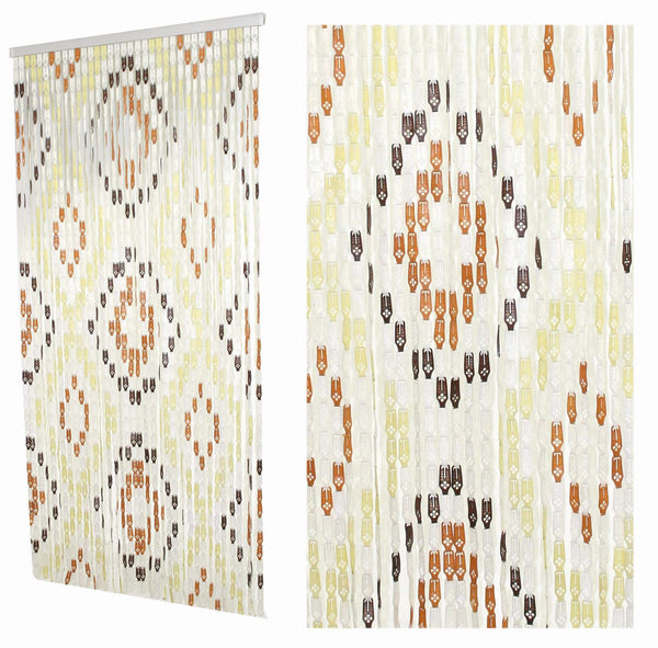 sconto Rideau de Fil pour Moustiquaire 140x240 cm en Plastique Grand Losange Noyer