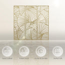 Decorazione Murale 3 Pezzi 30x90 cm in Metallo Foglie di Ginkgo Oro