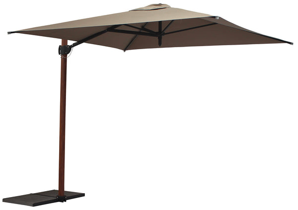 acquista Ombrellone da Giardino Decentrato 2,5x2,5m Palo in Alluminio Effetto Legno Tessuto Poliestere Trend Wood Taupe