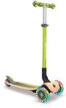 Monopattino 3 Ruote a LED Pieghevole 3 Altezze Max 50 Kg Globber Primo Foldable Wood Verde Lime