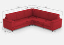 Divano Angolare 5 Posti 226x226x85 cm Marrak in Tessuto Rosso