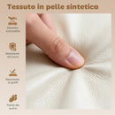Set 2 Sgabelli da Bar 39,5x44x88-110 cm Regolabili con Poggiapiedi in Pelle PU e Acciaio Crema      