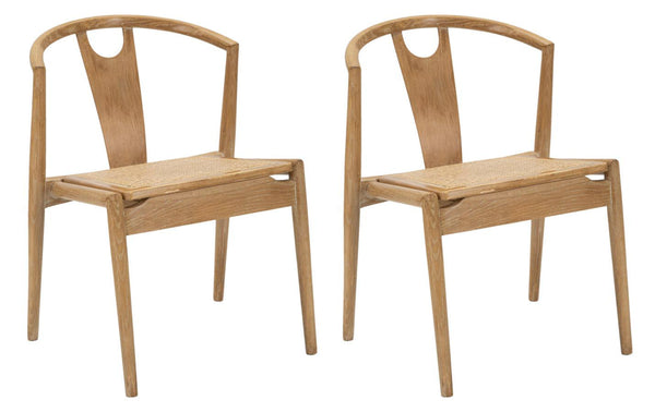 sconto Set 2 Sedie Japan 56x76x53 cm in Legno e Rattan Marrone