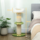 Albero Tiragraffi per Gatti Alto 92 cm con Palo in Sisal e Lettino a Forma di Fiore Verde      