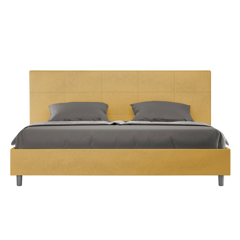 Letto Matrimoniale Imbottito in Microfibra Mika Ocra Varie Misure