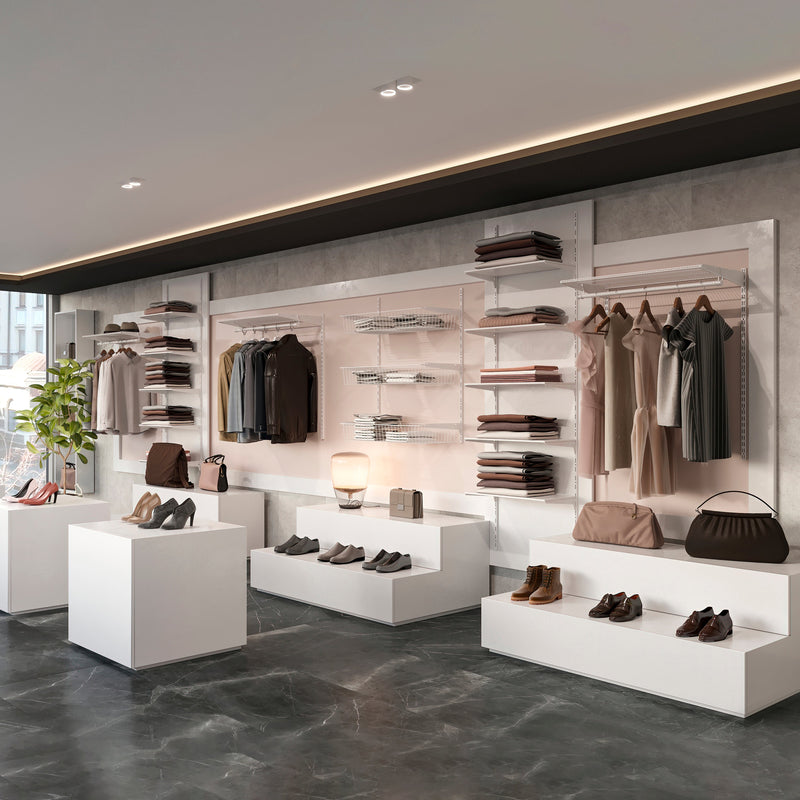 Set 2 Cestelli 78,9x35,4x11,6 cm con Supporti in Acciaio Emuca Bianco