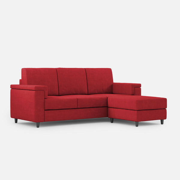 Divano 3 Posti con Pouf 208x155x85 cm Marrak in Tessuto Rosso sconto