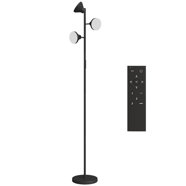 Lampada da Terra con 3 Teste Regolabili Indipendenti Ø25x170 cm Telecomando e Timer in Acciaio e Plastica Nero prezzo