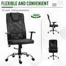 Sedia da Ufficio Presidenziale Ergonomica in Rete e Similpelle Altezza Regolabile Nera 