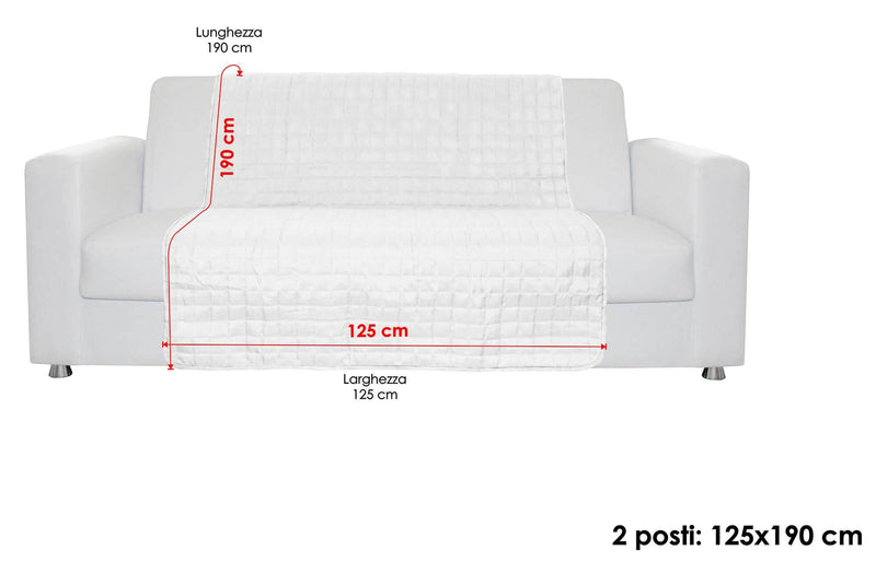 Copridivano a Fascia 2 Posti 125x190 cm in Microfibra Doubleface Blu Scuro/Grigio Chiaro