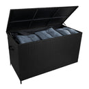 Set Salotto da Giardino 240x186x70 cm ad Angolo con Tavolo e Box Contenitore in Rattan Nero