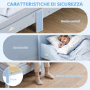 Letto Montessori per Bambini 3-6 Anni 146x76,5x54,5 cm con Sponde Anti-Caduta a Forma di Nuvola in MDF e Compensato Blu      