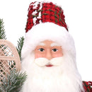 Babbo natale in tessuto con lanterna verde e rosso cm xh45