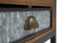 Porta Telefono Irish 50x40x121 cm in Ferro e Legno di Abete Marrone e Grigio